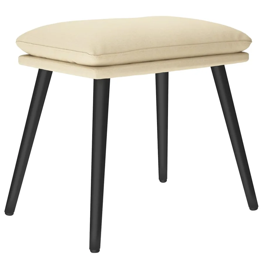 Chaise de relaxation avec tabouret Crème Tissu - 5