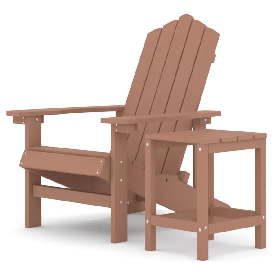 Chaise de jardin Adirondack avec table PEHD Marron - 2