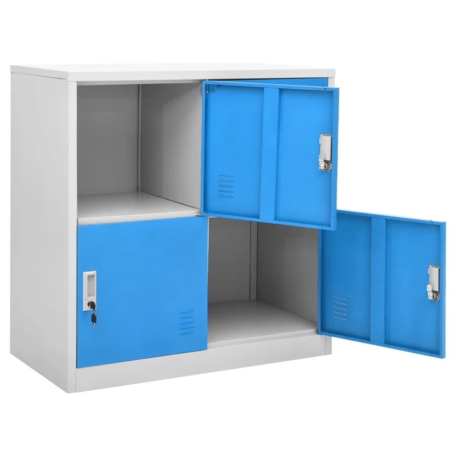 Armoires à casiers 2 pcs Gris clair et bleu 90x45x92,5 cm Acier - 6