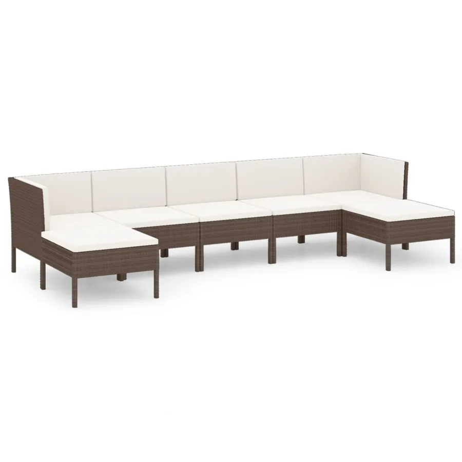 Salon de jardin 7 pcs avec coussins Résine tressée Marron - 2