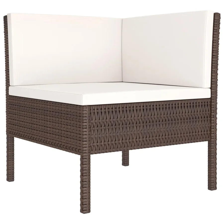 Salon de jardin 7 pcs avec coussins Résine tressée Marron - 5