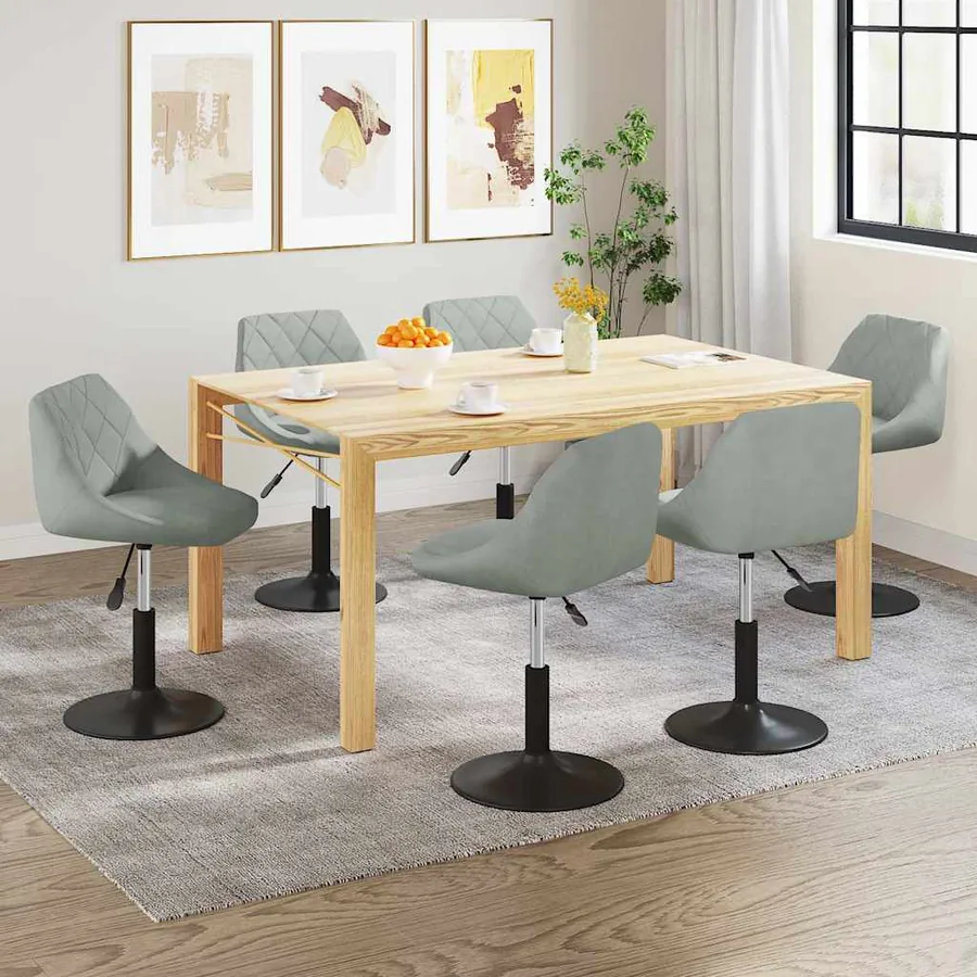 Chaises pivotantes à manger lot de 6 gris clair velours