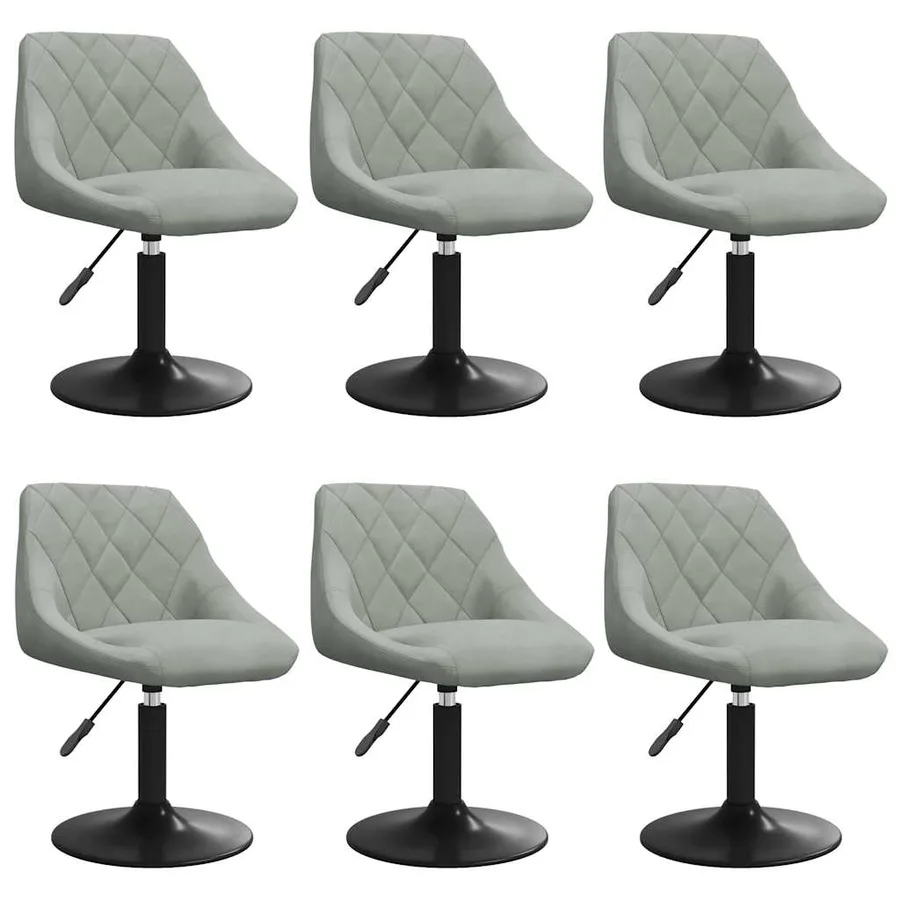 Chaises pivotantes à manger lot de 6 gris clair velours - 2
