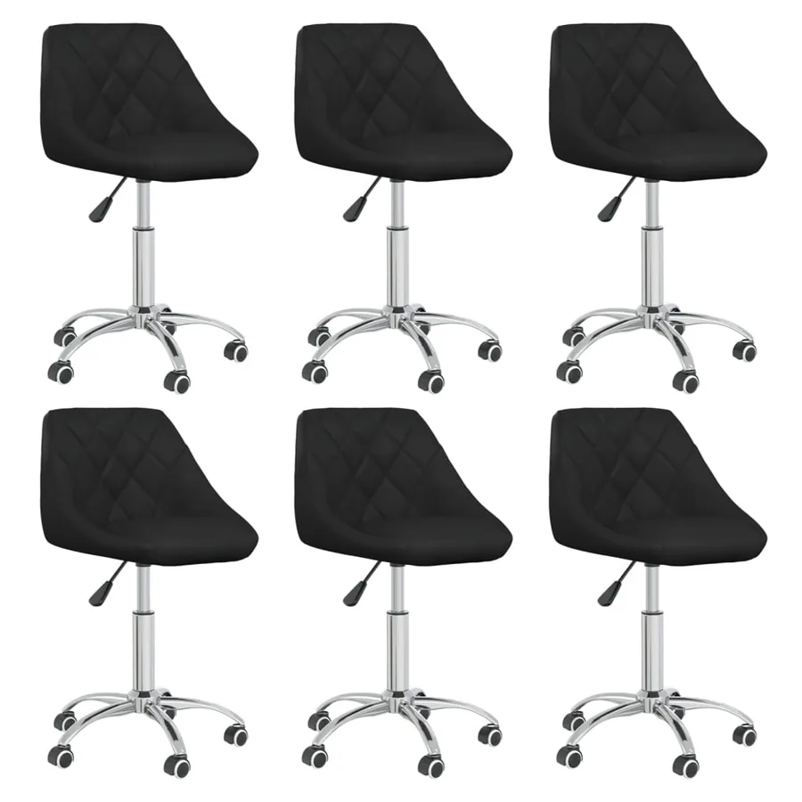 Chaises pivotantes à manger lot de 6 noir similicuir