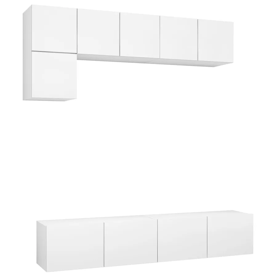 Ensemble de meubles TV 5 pcs Blanc Bois d'ingénierie - 2