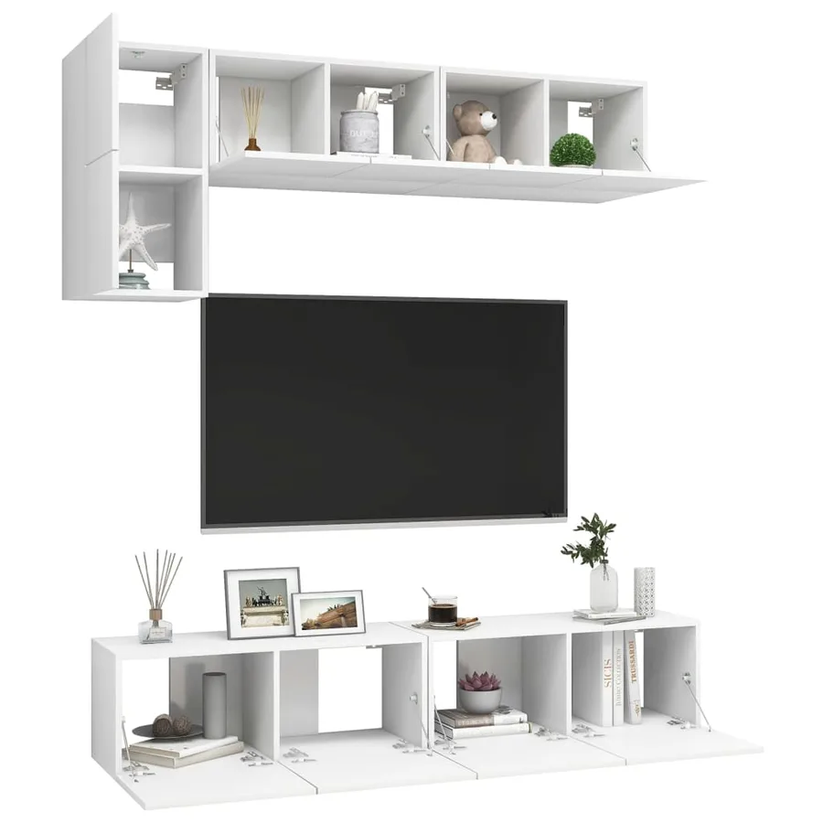 Ensemble de meubles TV 5 pcs Blanc Bois d'ingénierie - 3