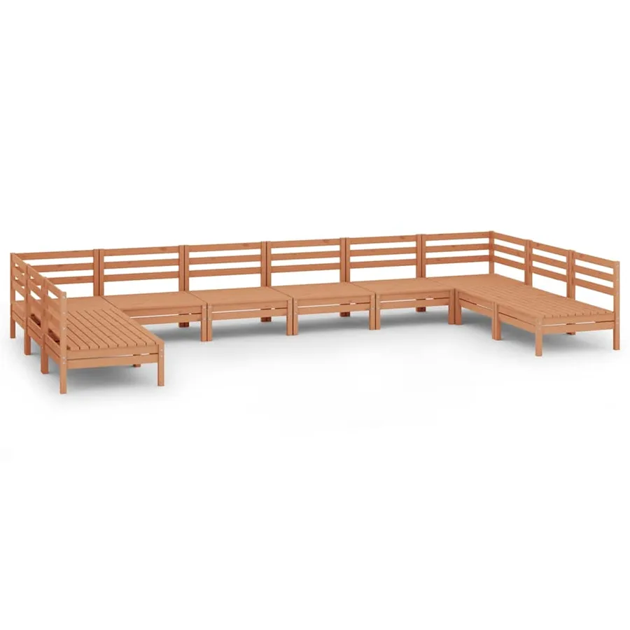 Salon de jardin 10 pcs Marron miel Bois de pin massif - 2