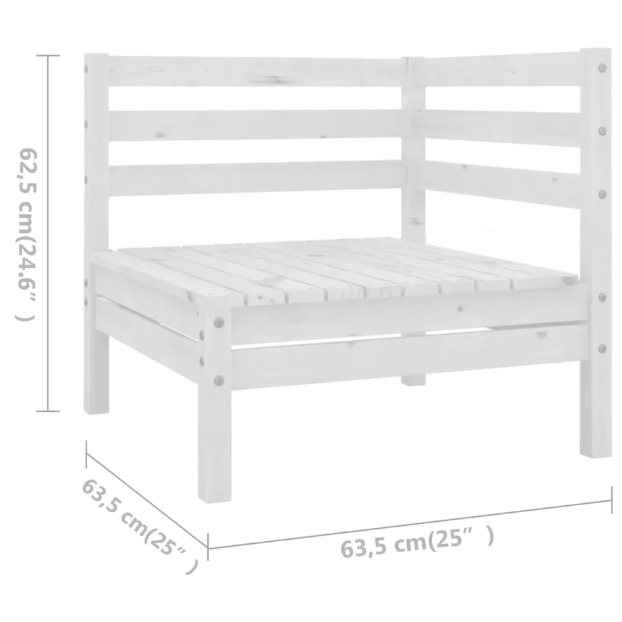 Salon de jardin 8 pcs Bois de pin massif Blanc - 6