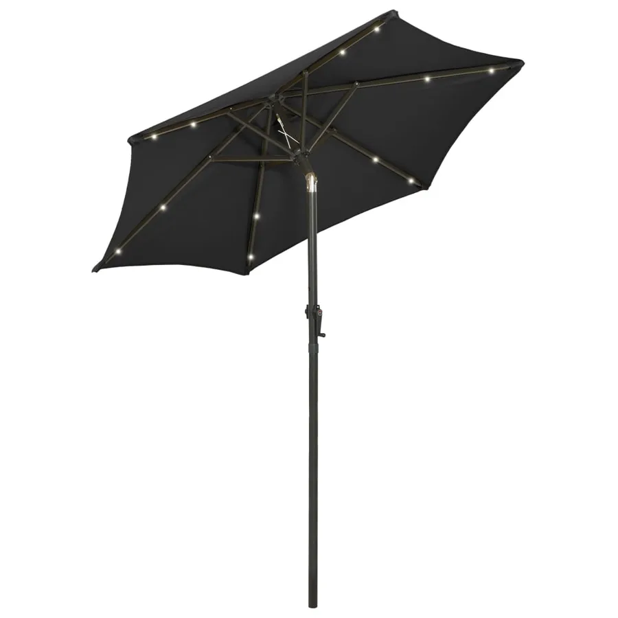 Parasol de jardin avec lumières LED noir 200x211 cm aluminium - 2