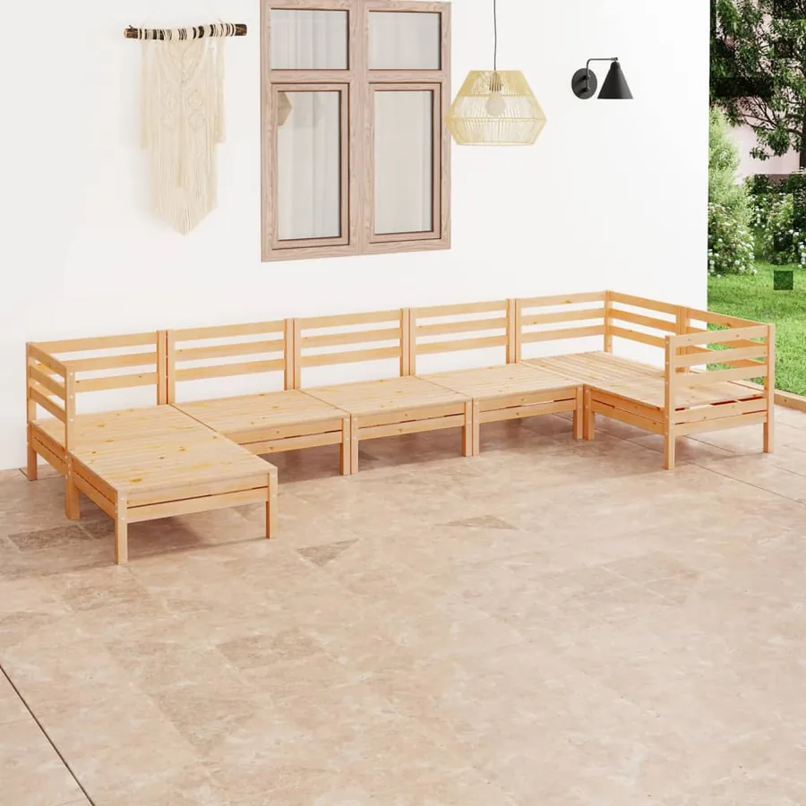 Salon de jardin 7 pcs Bois de pin massif