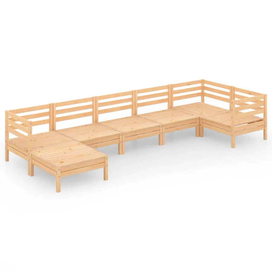 Salon de jardin 7 pcs Bois de pin massif - 2