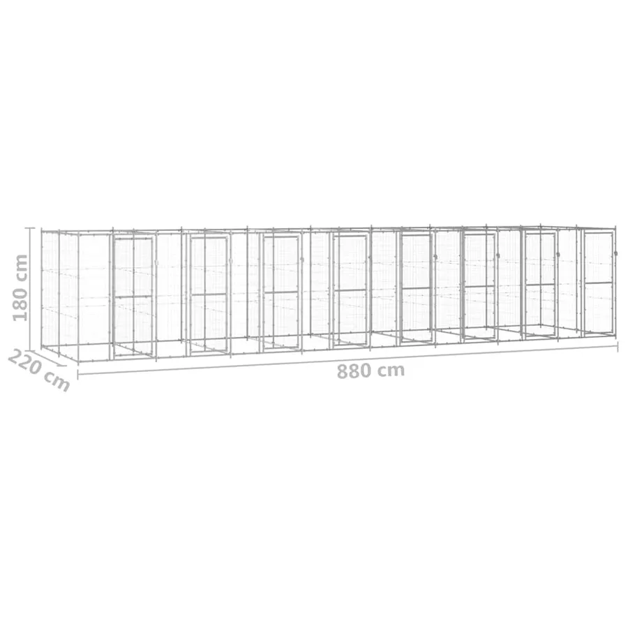 Chenil extérieur Acier galvanisé 19,36 m² - 6