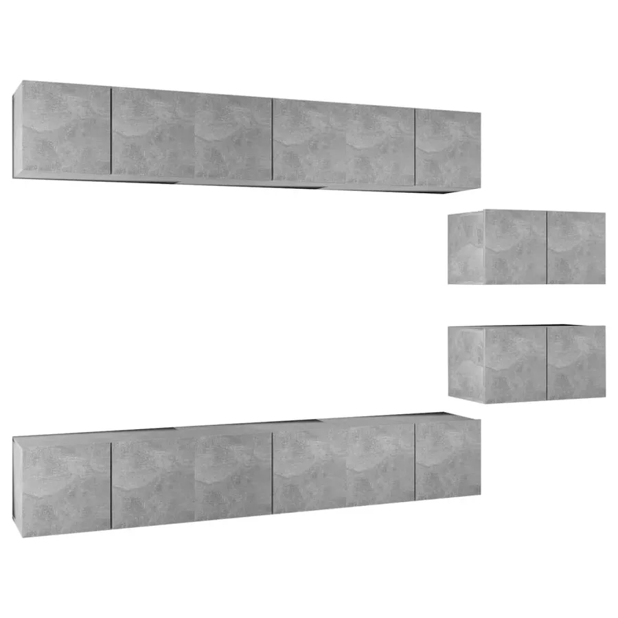 Meubles TV 8 pcs Gris béton Bois d'ingénierie - 2
