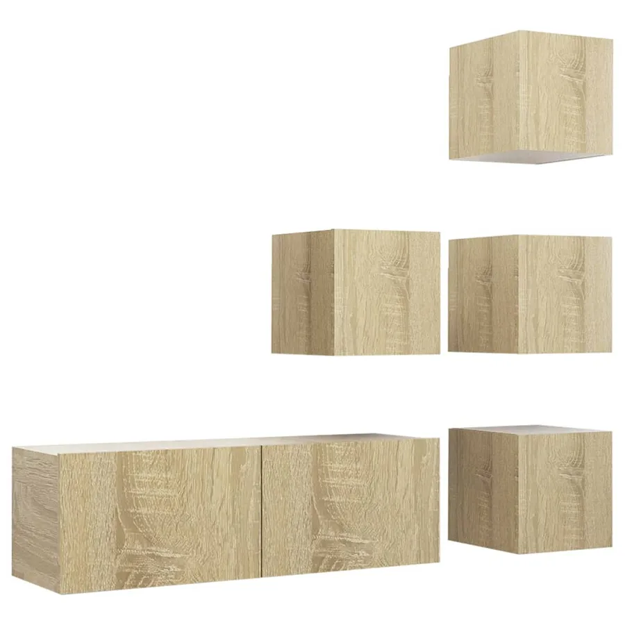 Ensemble de meubles TV 5 pcs Chêne sonoma Bois d'ingénierie - 2