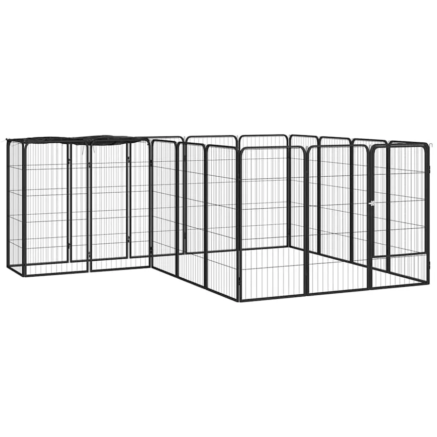 Parc pour chien 18panneaux Noir 50x100cm Acier enduit de poudre