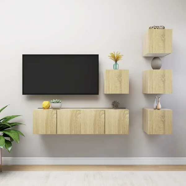 Ensemble de meubles TV 6 pcs Chêne sonoma Bois d'ingénierie