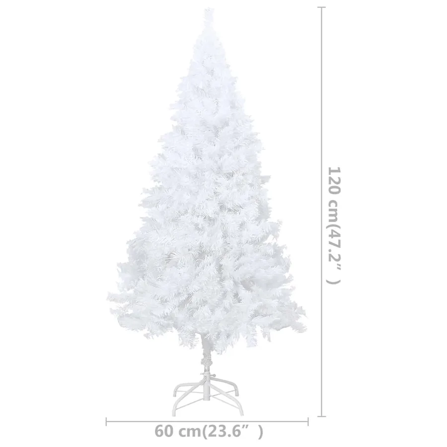 Arbre de Noël artificiel pré-éclairé et boules blanc 120 cm PVC - 13