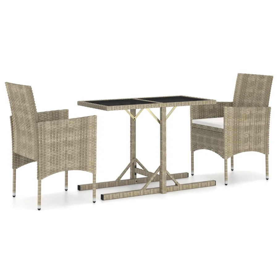 Ensemble à manger de jardin 3 pcs Beige - 2