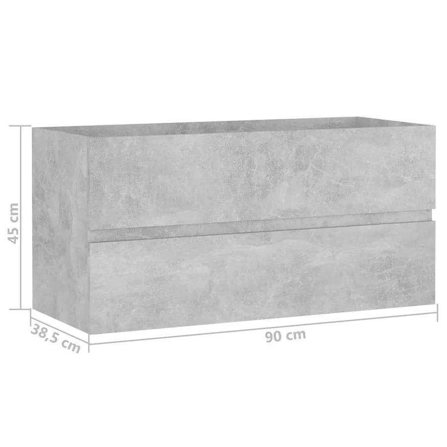 Armoire d'évier et lavabo intégré gris béton bois d'ingénierie - 15