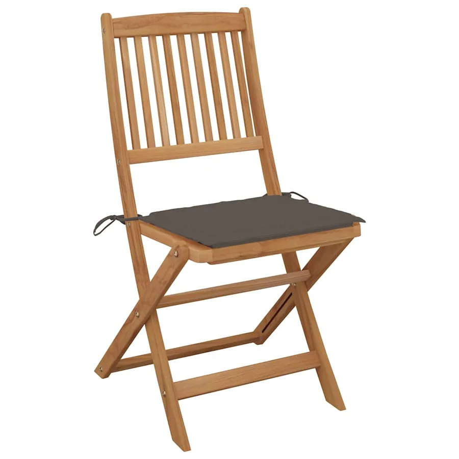 Chaises pliables de jardin lot de 4 avec coussins Bois d'acacia - 2