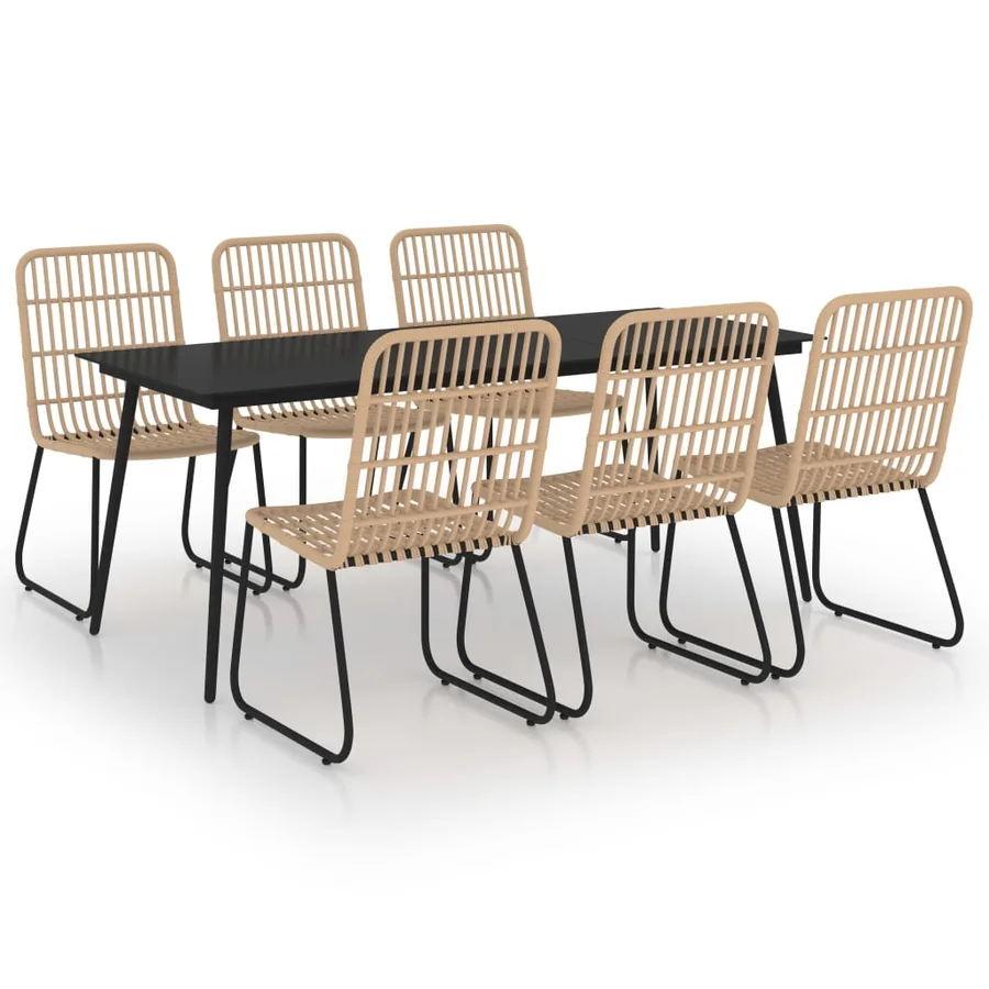 Ensemble à manger d'extérieur 7 pcs résine tressée et verre - 2