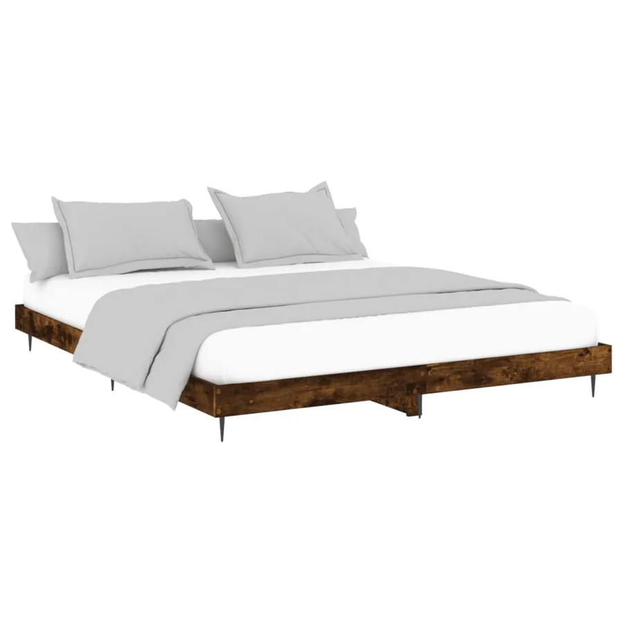 Cadre de lit sans matelas chêne fumé 150x200 cm bois ingénierie - 3