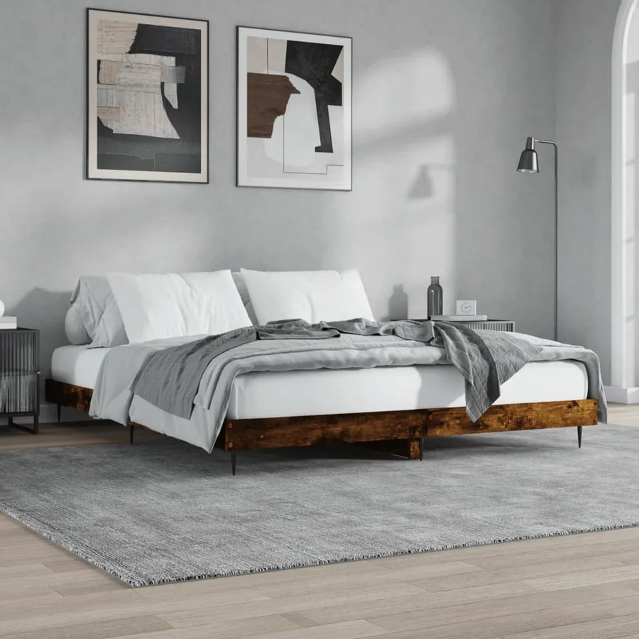 Cadre de lit sans matelas chêne fumé 150x200 cm bois ingénierie - 4