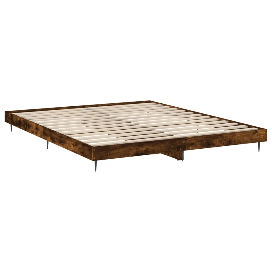 Cadre de lit sans matelas chêne fumé 150x200 cm bois ingénierie - 5