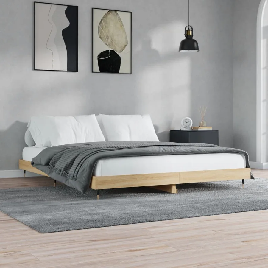 Cadre de lit sans matelas chêne sonoma 140x200 cm - 3