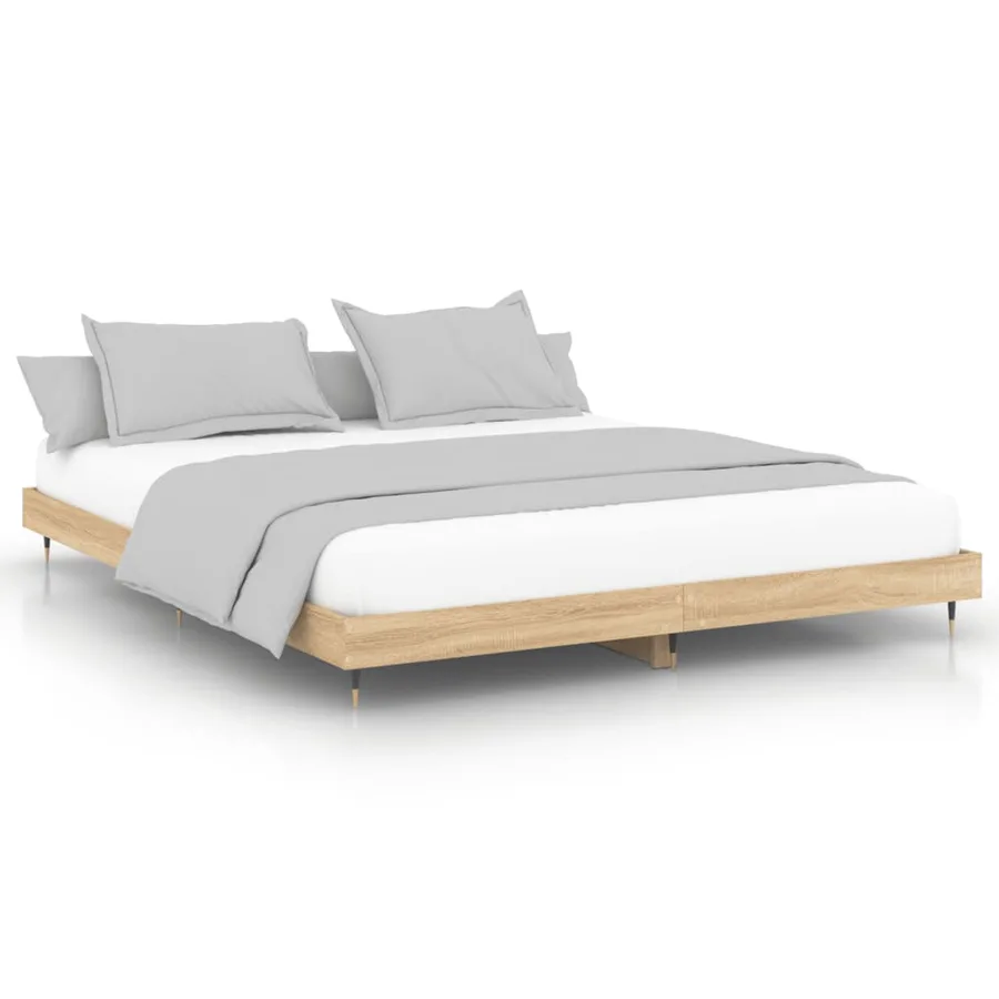 Cadre de lit sans matelas chêne sonoma 200x200 cm - 2