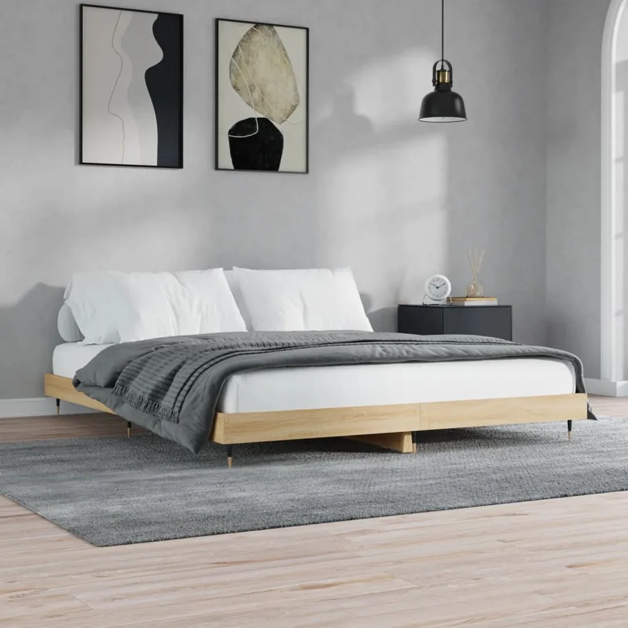 Cadre de lit sans matelas chêne sonoma 200x200 cm - 3
