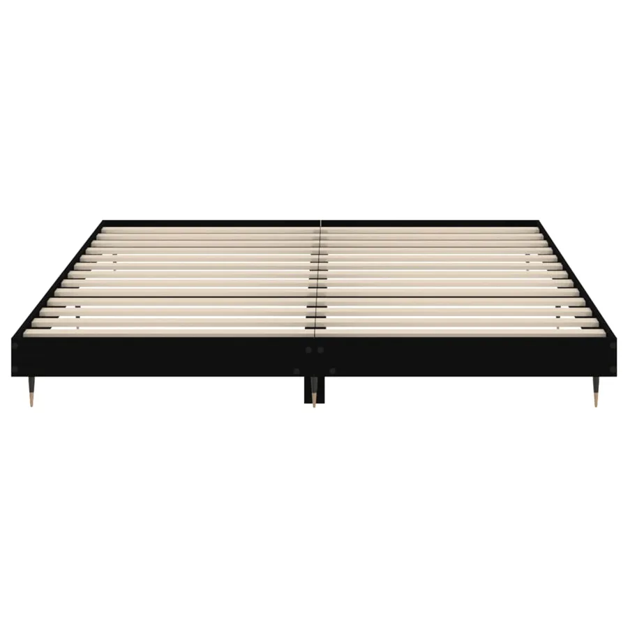 Cadre de lit sans matelas noir 200x200 cm bois d'ingénierie - 6