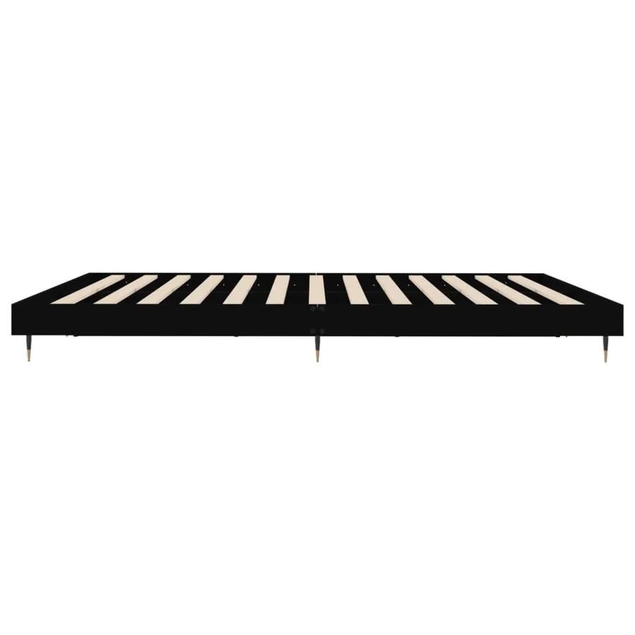 Cadre de lit sans matelas noir 200x200 cm bois d'ingénierie - 7