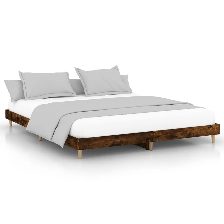 Cadre de lit sans matelas chêne fumé 150x200 cm bois ingénierie - 2