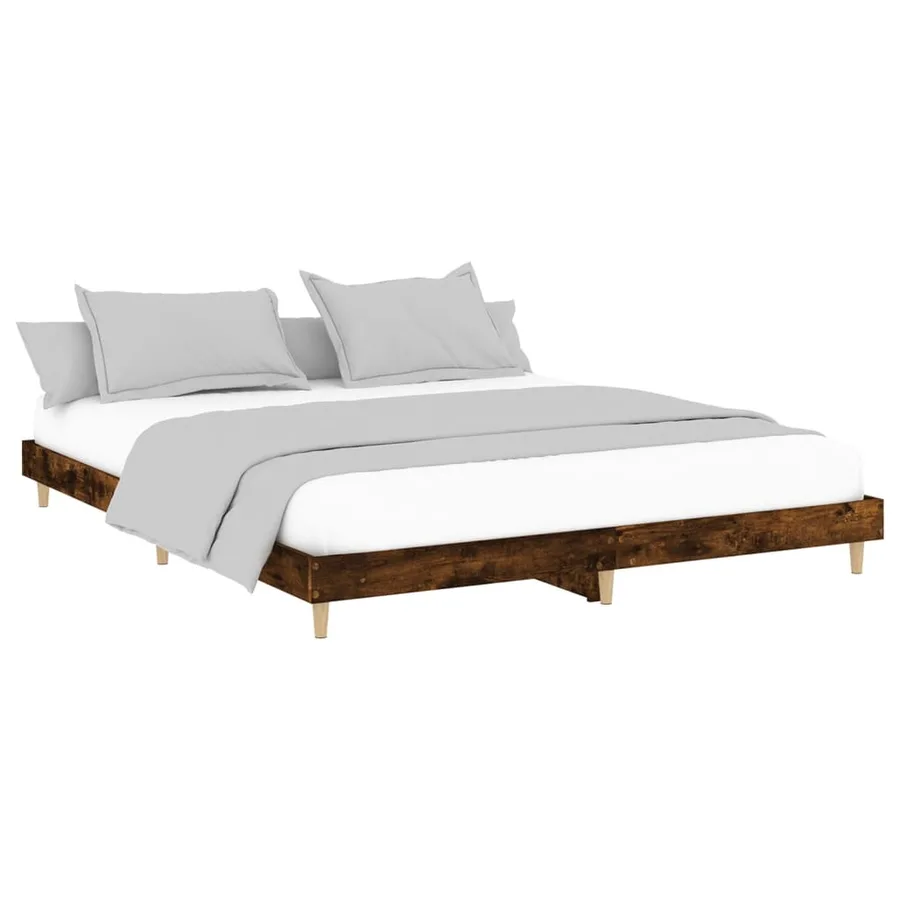 Cadre de lit sans matelas chêne fumé 150x200 cm bois ingénierie - 3