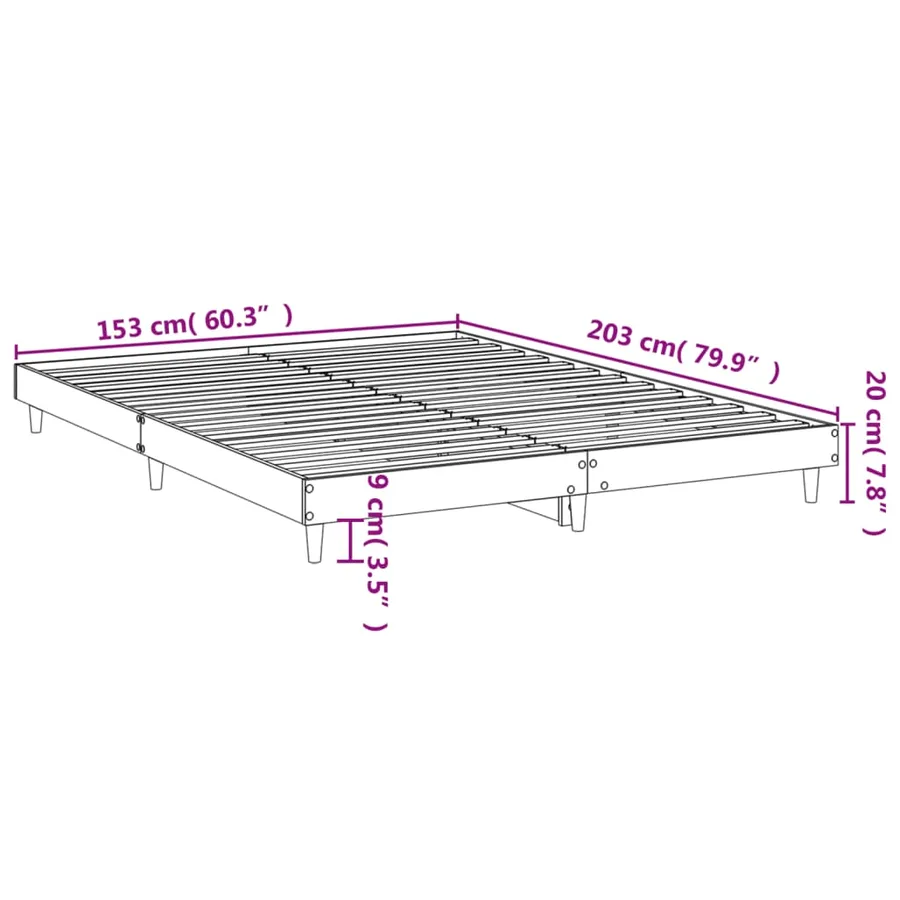 Cadre de lit sans matelas chêne fumé 150x200 cm bois ingénierie - 9