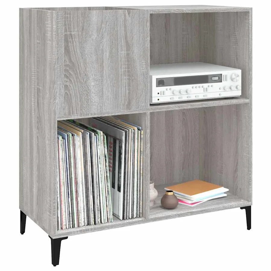 Armoire à disques sonoma gris 84,5x38x89 cm bois d'ingénierie - 4