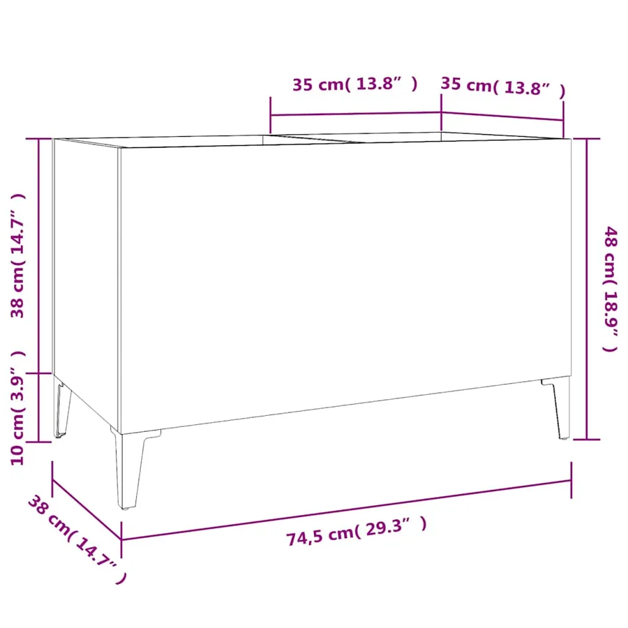Armoire à disques noir 74,5x38x48 cm bois d'ingénierie - 8