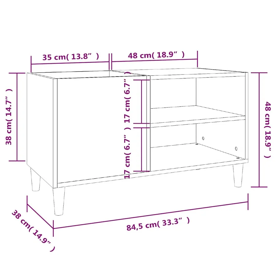 Armoire à disques blanc brillant 84,5x38x48cm bois d'ingénierie - 8