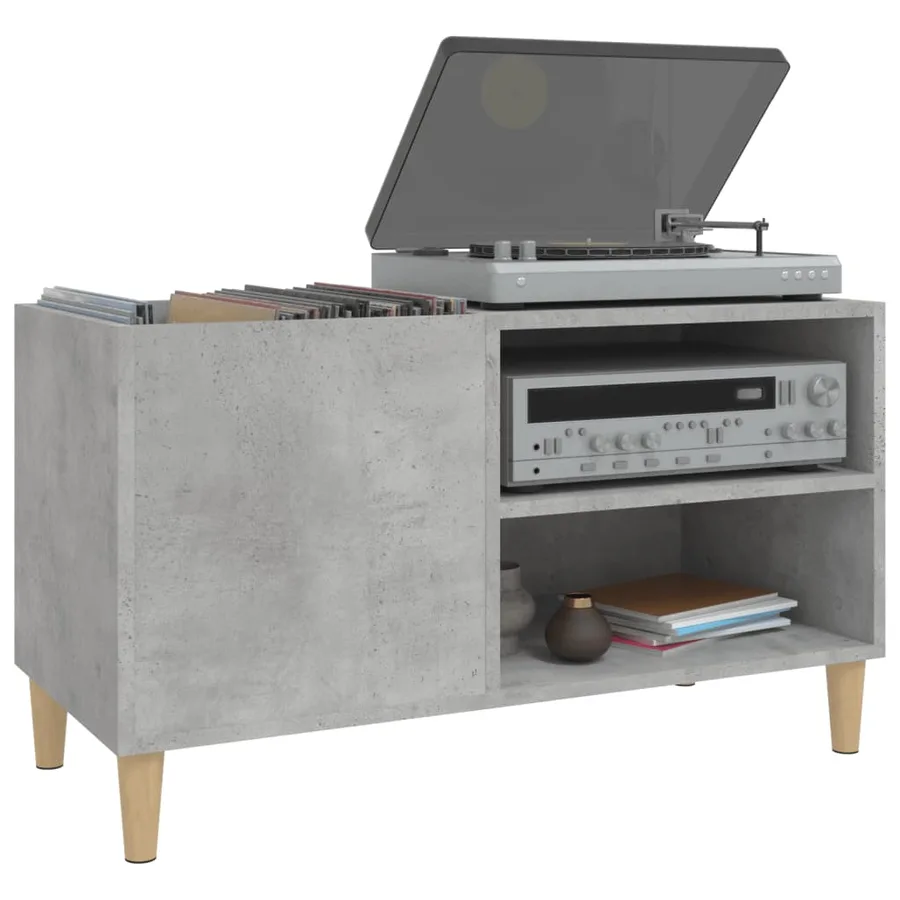 Armoire à disques gris béton 84,5x38x48 cm bois d'ingénierie - 4