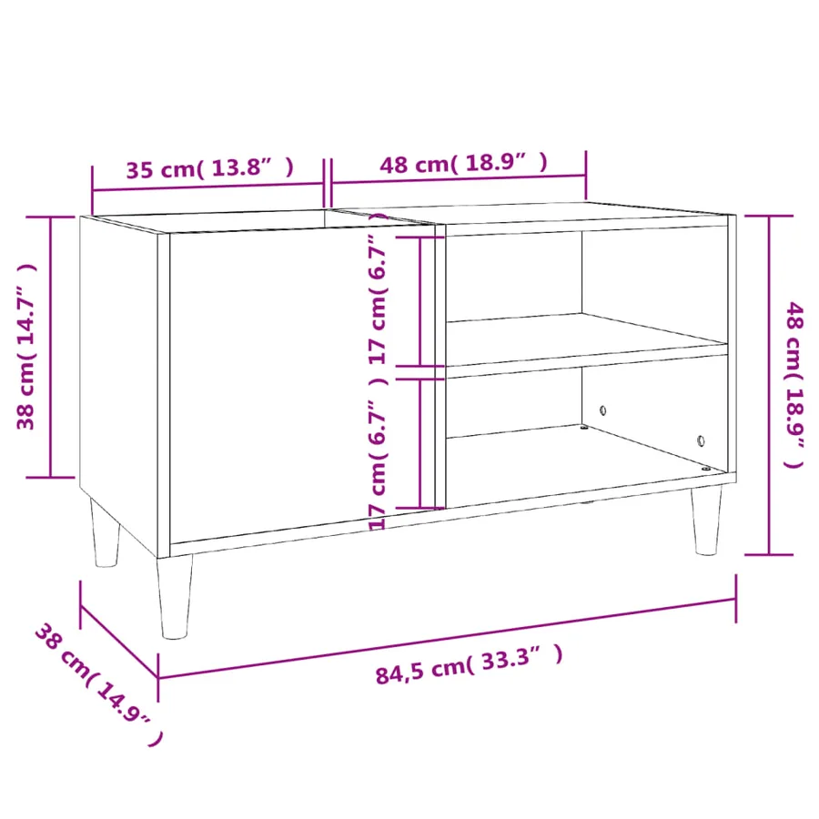 Armoire à disques gris béton 84,5x38x48 cm bois d'ingénierie - 8