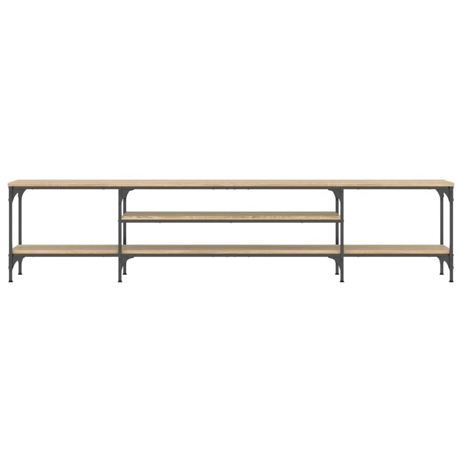 Meuble TV chêne sonoma 201x35x45 cm bois d'ingénierie et fer - 4