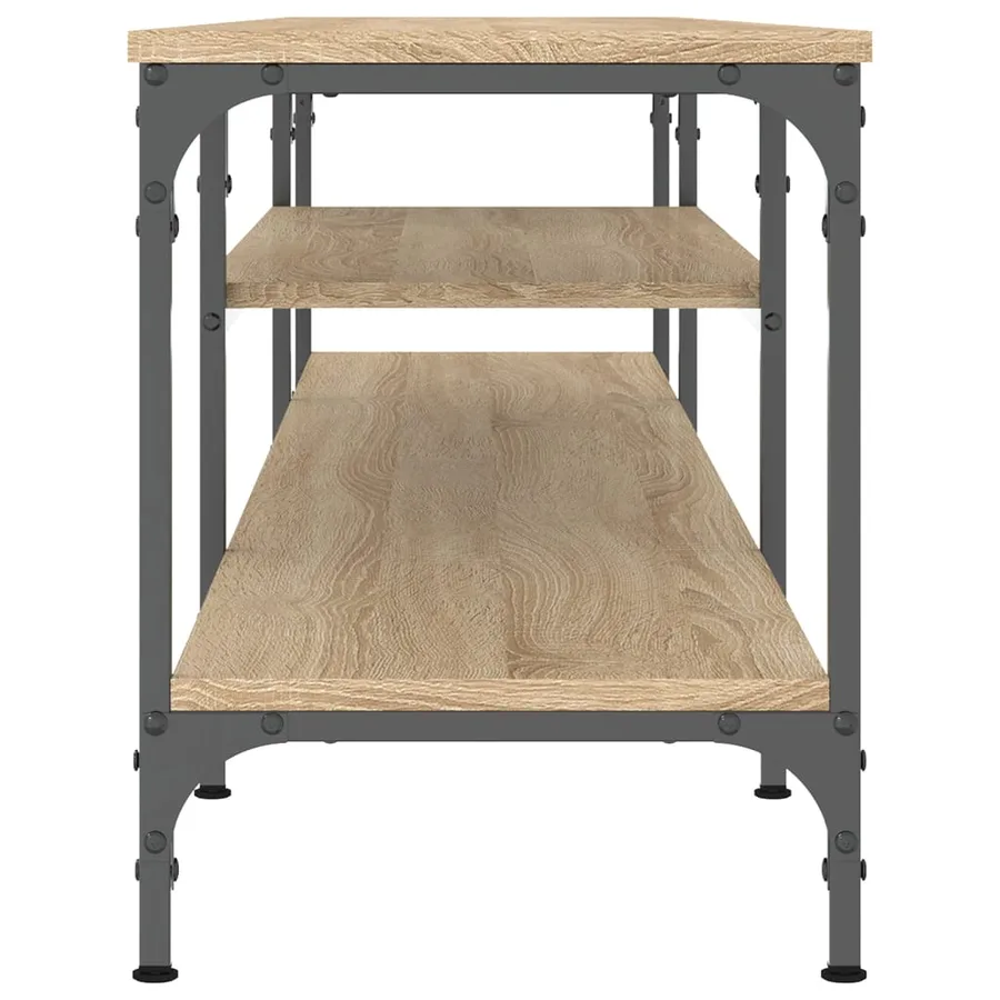 Meuble TV chêne sonoma 201x35x45 cm bois d'ingénierie et fer - 5