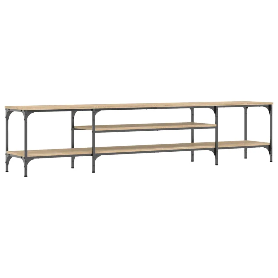 Meuble TV chêne sonoma 201x35x45 cm bois d'ingénierie et fer - 6