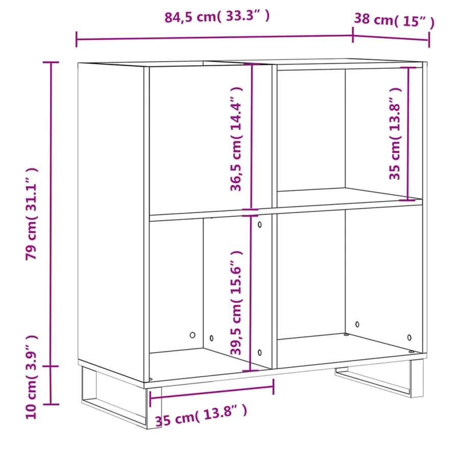 Armoire à disques sonoma gris 84,5x38x89 cm bois d'ingénierie - 10