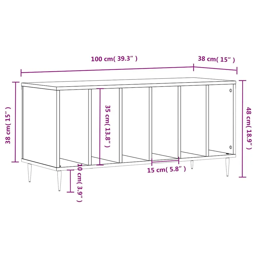 Armoire à disques gris béton 100x38x48 cm bois d'ingénierie - 9