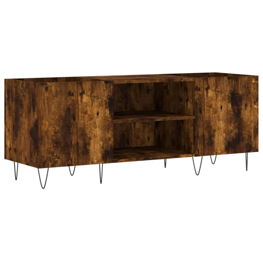 Armoire à disques chêne fumé 121x38x48 cm bois d'ingénierie - 2