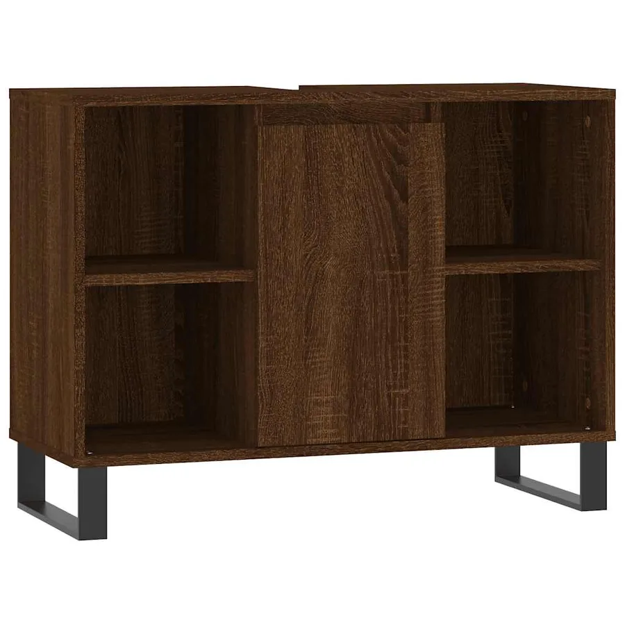 Armoire salle de bain chêne marron 80x33x60cm bois d'ingénierie - 2
