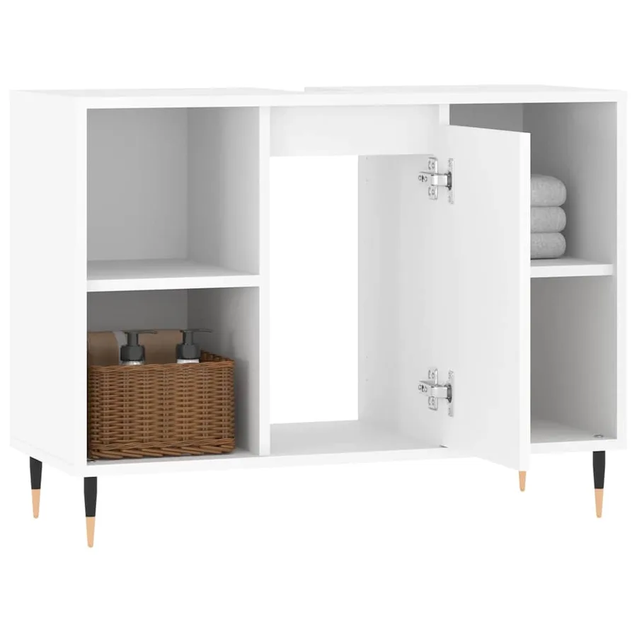 Armoire de salle de bain blanc 80x33x60 cm bois d'ingénierie - 4