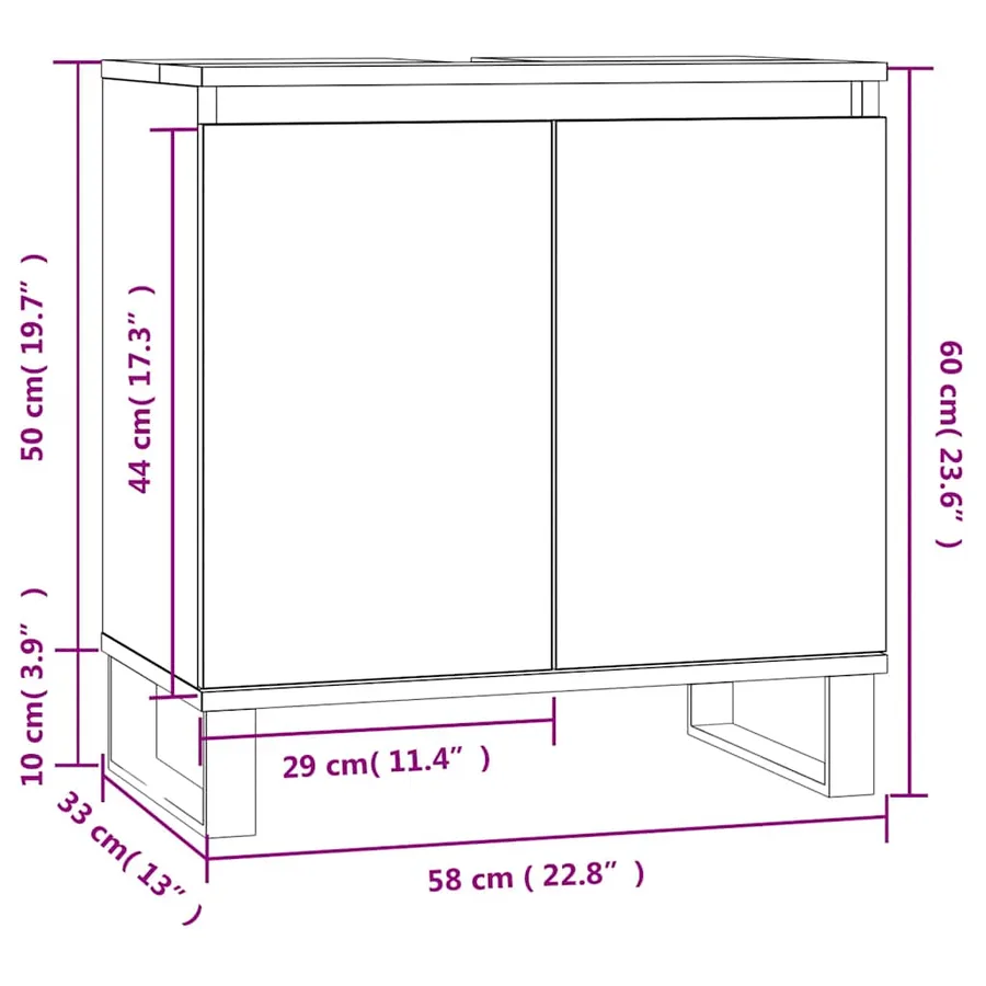 Armoire de bain chêne sonoma 58x33x60 cm bois d'ingénierie - 11